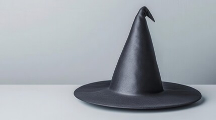 Fototapeta premium A witch s pointed hat with a crooked tip focus on Classic witchy element for Halloween designs whimsical Double exposure Isolated white background