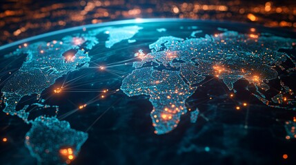 Fototapeta premium A Futuristic Illustration of the Earth with Interconnected Networks