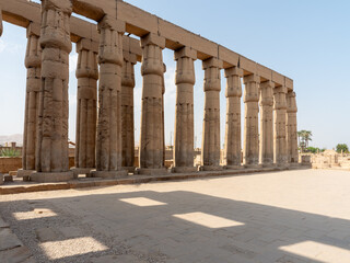 Panoramic view of the temple and columns of Luxor in Egypt