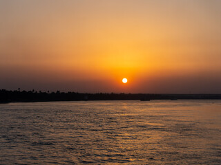 Sunset view during a cruise on the great Nile River Egypt