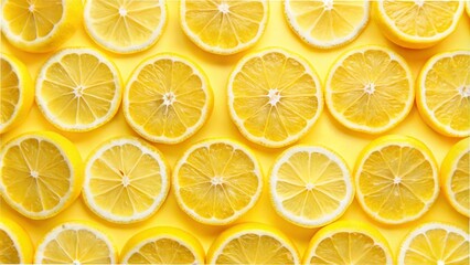 Fototapeta premium lemon slices on a vibrant yellow background