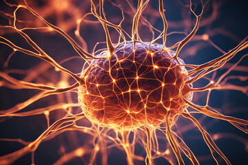 Glowing Neuron Network Representing Brain Activity