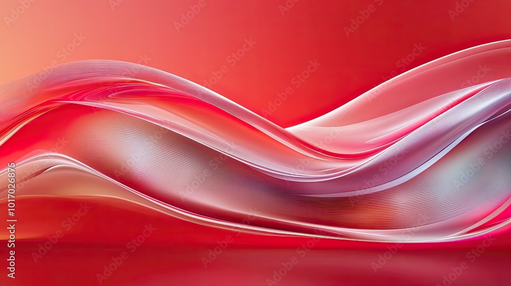 Poster a red abstract background with soft waves of color, blending seamlessly from light to dark, creating