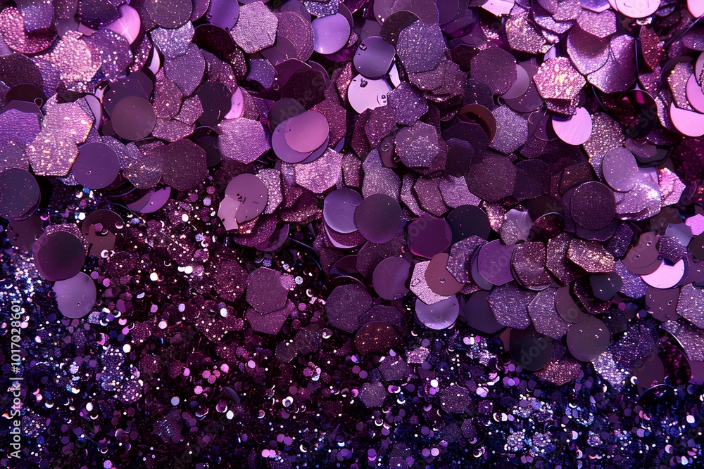 Poster a dazzling array of purple glitter and sequins