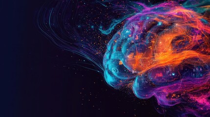 Fototapeta premium A colorful brain with a blue and orange swirl