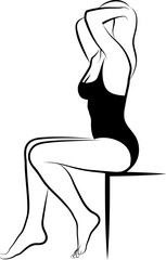 sketch of woman doing physical exercise. Vector illustration