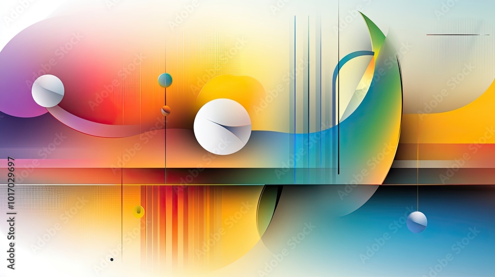 Poster an abstract rainbow background with sharp geometric shapes and contrasting colors, offering a modern