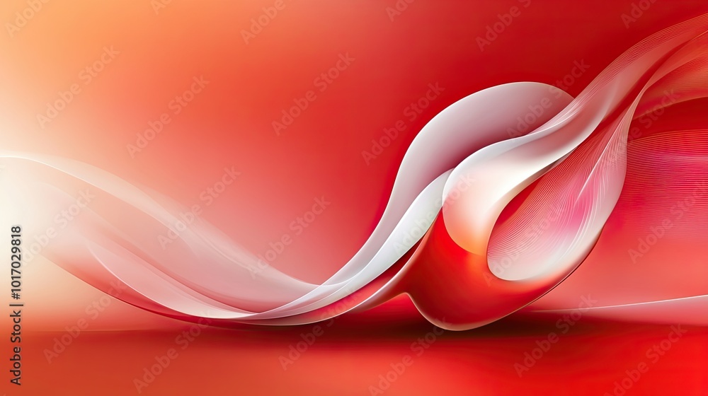 Poster an abstract red background with soft curves and flowing shapes, creating a harmonious and energetic 