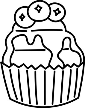 recommend clip art: cupcake blueberries top sweet dessert outline coloring