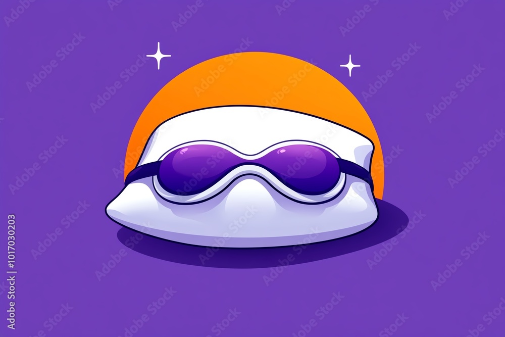 Poster simple minimalist icon of an eye mask and soft pillow, representing the essentials of restful sleep