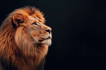 Fototapeta premium Majestic Lion Profile Against Dark Background