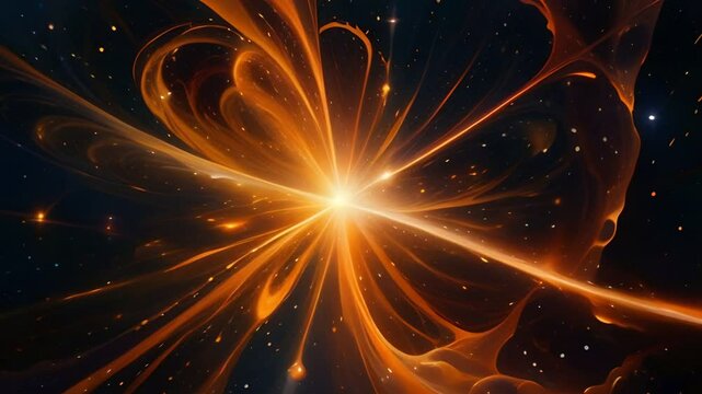 Futuristic cosmic animation with planet, deep space, galaxy. Bright cosmic animation with illustrations transformations and metamorphose. AI generated cinematic video