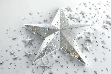 Shimmering silver stars on a light background