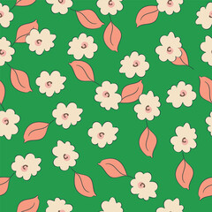 Watercolor seamless pattern with forest leaves. Vintage seamless pattern for any kind of design. Seamless fabric texture background. Fashion print