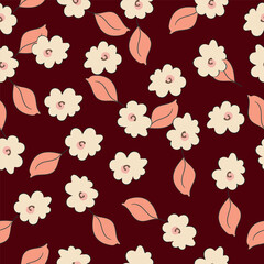 Seamless pattern with floral motifs. Vector illustration.