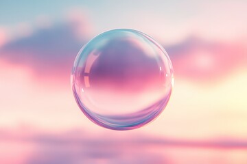 Stunning Bubble Floating Against Soft Sunset Background