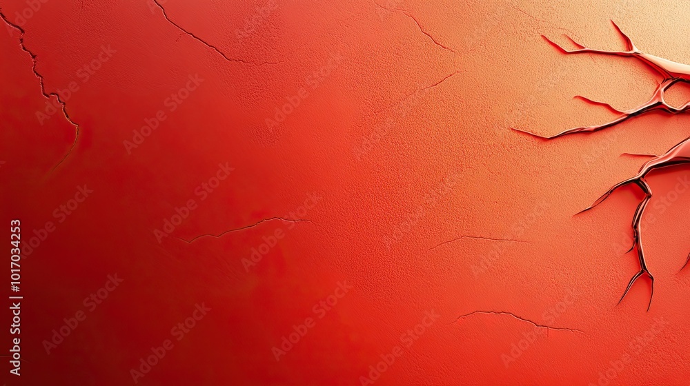 Poster a textured red background resembling rough concrete, creating a bold and gritty visual effect.