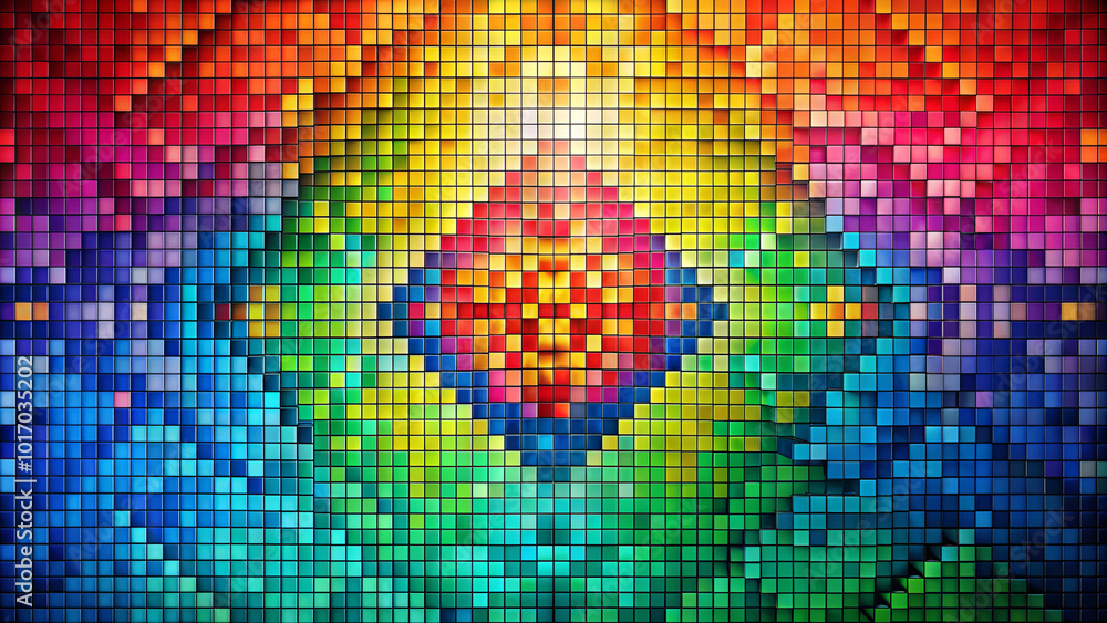 Aufkleber a vibrant abstract mosaic showcases a colorful blend of geometric shapes, radiating a spectrum of hu