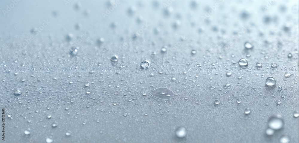 Aufkleber tiny water droplets bead on a smooth surface, capturing and reflecting soft light in a soothing envi