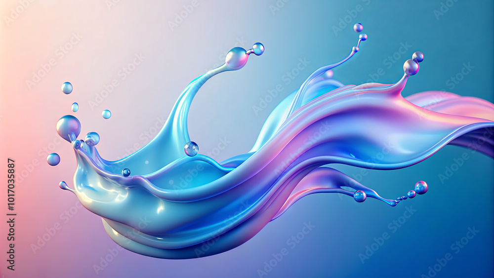 Poster a dynamic display of colorful fluid movement showcases splashes and droplets against a soft pastel b