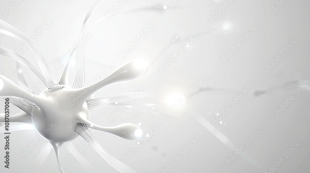Poster bright white abstract technology background with dynamic glowing lines and nodes, symbolizing connec
