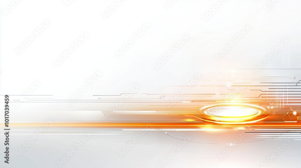 Poster elegant white technology background with a gradient glow and fine digital patterns, suitable for mod