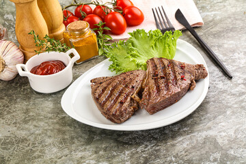 Delicus grilled beef steak with sauce