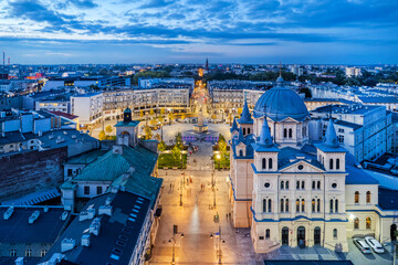 The city of Łódź - view of Freedom Square. Lodz, Poland.