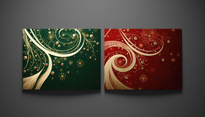 Christmas and new year gold glitter luxury card set
