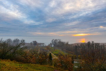Beautiful sunset over the Lake Balaton in Hungary