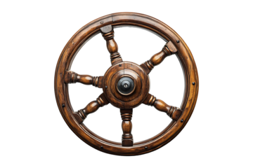 Boat steering wheel isolated on transparent background.