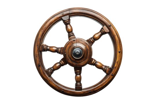Boat steering wheel isolated on transparent background.