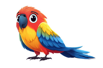 Obraz premium Smiling Parrot Cartoon Character Isolated on Transparent Background