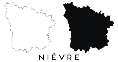 Nievre map outline and black silhouette vector