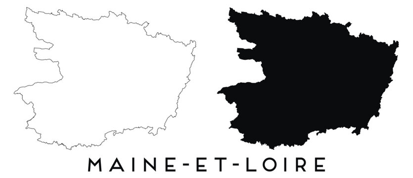 Maine et Loire map outline and black silhouette vector