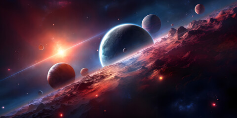 Fantastische Planetenlandschaft im Weltraum - AI generiert