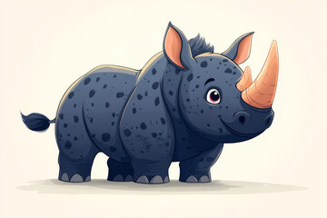 Obraz premium Smiling Rhino Cartoon for Safari-Themed Designs
