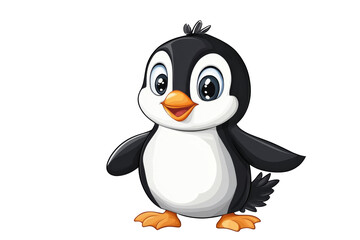 Obraz premium Happy Penguin Cartoon Illustration on Transparent Background
