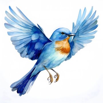 recommend clip art: blue bird with wings spread, watercolor clipart