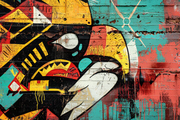 Fototapeta premium A colorful painting of an eagle with a yellow beak and a black body