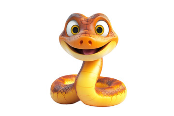 Fototapeta premium Friendly Cartoon Snake Cut Out on Transparent Bckground for Kids' Books