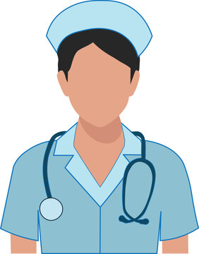 nurse in blue uniform with stethoscope clip art preview