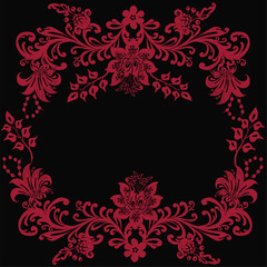 red flower sipmle decorated frame on black