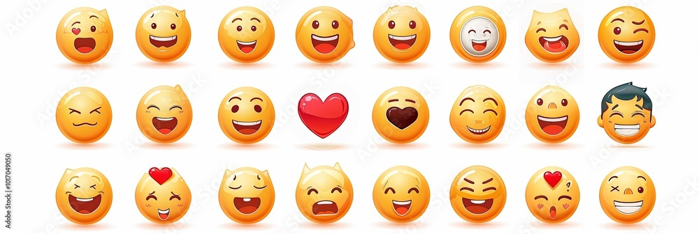 Poster this display features an array of colorful emojis representing different feelings like joy, love, an