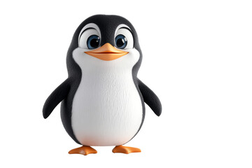Obraz premium Happy Penguin Cartoon Character on Transparent Background