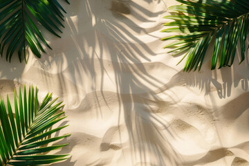 A beach scene with palm trees and sand