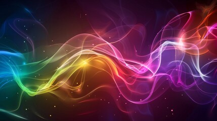 Obraz premium Vibrant Abstract Smoke Swirls in Multicolored Gradient on Dark Background