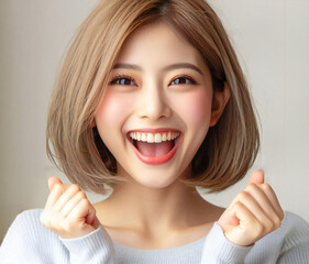 弾けるような笑顔の美女
