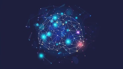 Obraz premium Futuristic Artificial Intelligence Brain Network with Data Connections and Neural Grid Concept Illustration