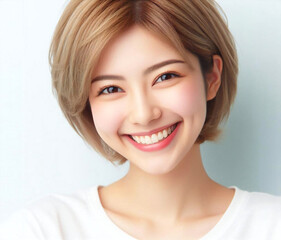 弾けるような笑顔の美女

